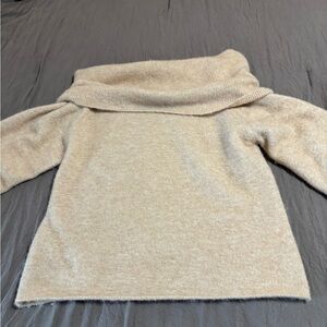 Cozy Off-Shoulder Beige Sweater Contemporary Luxury Brand